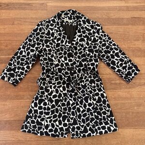 Papillon black white  3/4 sleeve belted a-line mini tunic shirt dress sz S
 b75